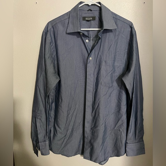 KENNETH COLE REACTION Classic Striped Button Down Dress.Shirt Blue Men's Size L - Picture 1 of 4
